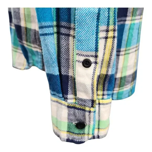 American Eagle Outfitters Men’s Medium Flannel Button Up Shirt Blue Plaid Cotton - Picture 9 of 16